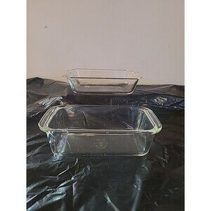 Pyrex #213 1.5qt & Anchor Hocking 441 1qt Clear Glass Baking Dishes rectangular